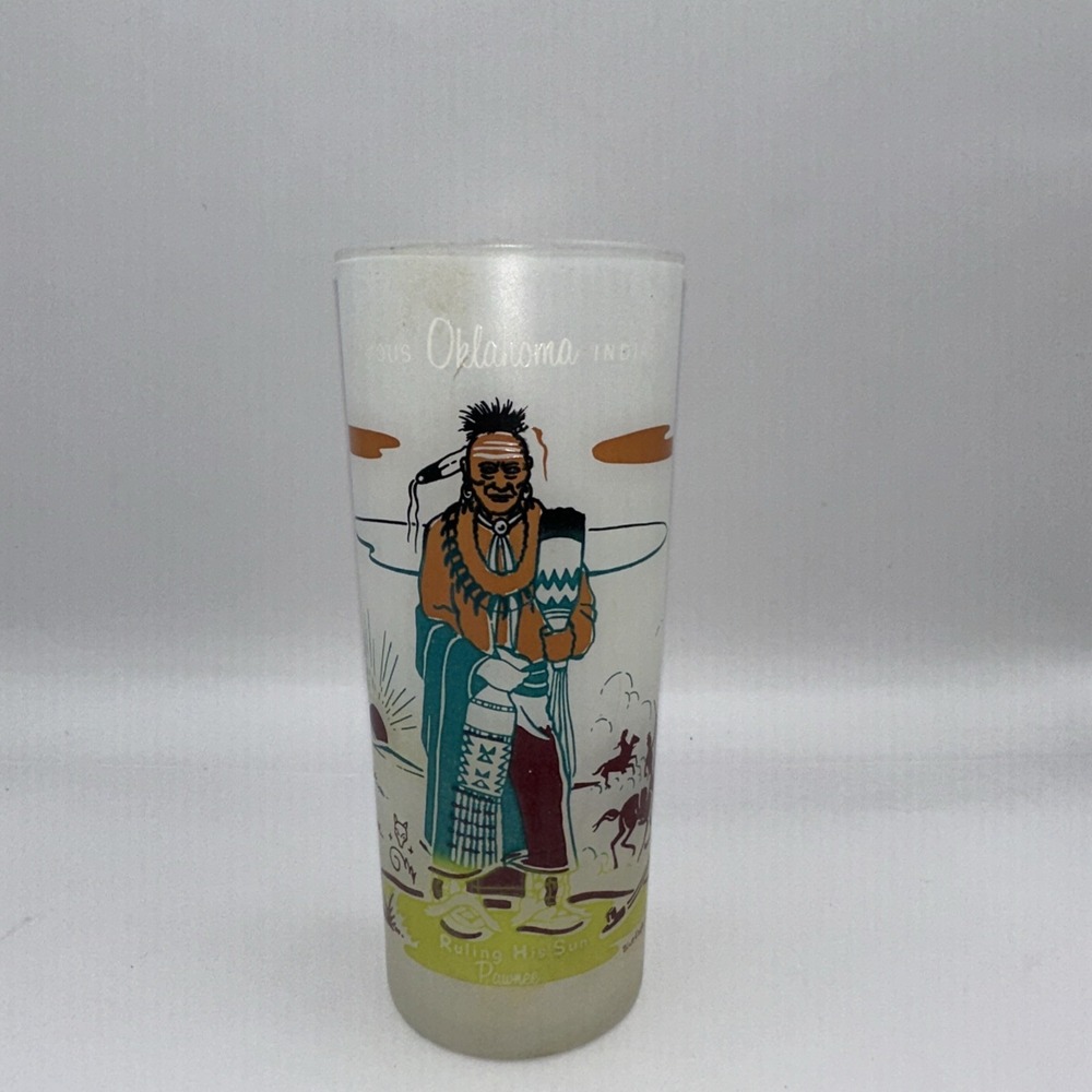 Knox Oil Famous Oklahoma Indians Frosted‎ Glass